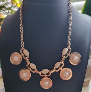Paparazzi Elegant Rose Gold Coin Pendant Statement Necklace - Women Jewelry